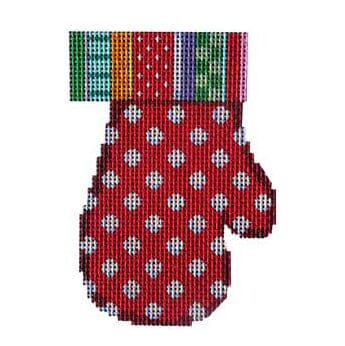 Stripe/Dots on Red Mitten Painted Canvas Associated Talents