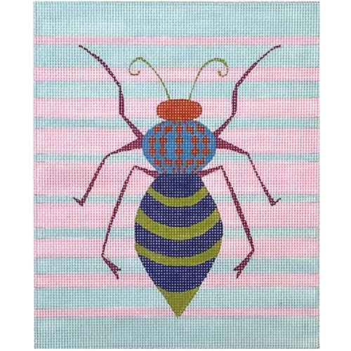 Stripey Spider on Pattern Painted Canvas Zecca - 1