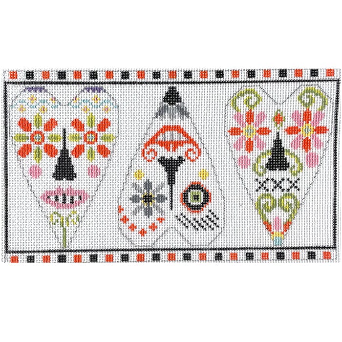 Sugar Skull Hearts Painted Canvas NeedleDeeva - 1