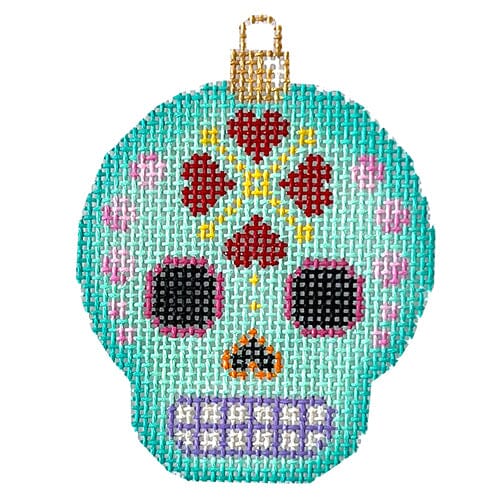 Sugar Skull Ornament/Aqua Painted Canvas Associated Talents