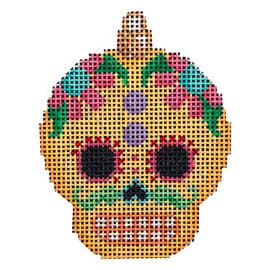 Sugar Skull Ornament/Yellow Painted Canvas Associated Talents 