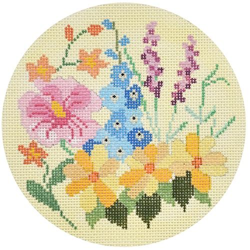 Summer Floral Round Painted Canvas Kirk & Bradley - 1