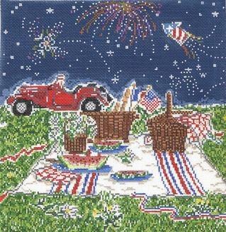 Summer Picnic Painted Canvas Susan Wallace Barnes