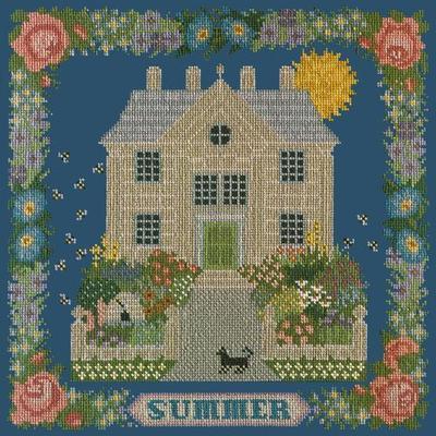 Summer Sampler Needlepoint Kit Kits Elizabeth Bradley Design Dark Blue 