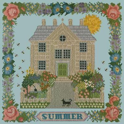 Summer Sampler Needlepoint Kit Kits Elizabeth Bradley Design Pale Blue
