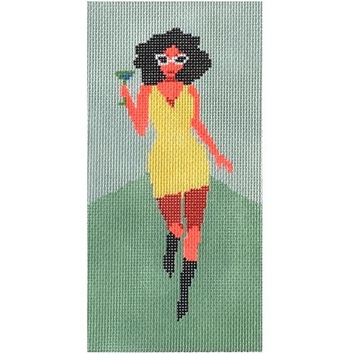 Summer Weather Sipping Wine in Yellow Painted Canvas KCN Designers - 1