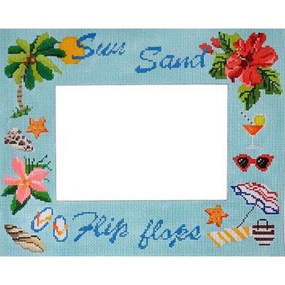 Sun Sand Flip Flops Picture Frame Painted Canvas Kirk & Bradley - 1