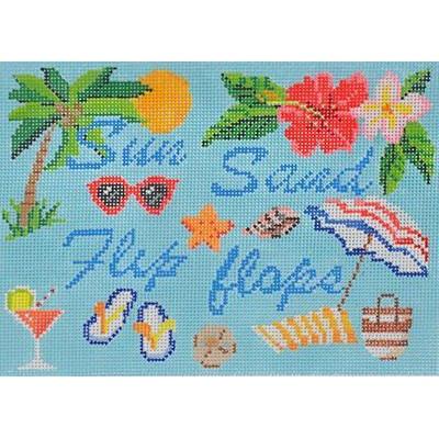 Sun Sand Flip Flops Sign Painted Canvas Kirk & Bradley - 1