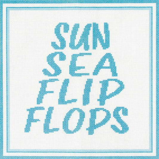 Sun Sea & Flip Flops Canvas Printed Canvas Needlepoint To Go 
