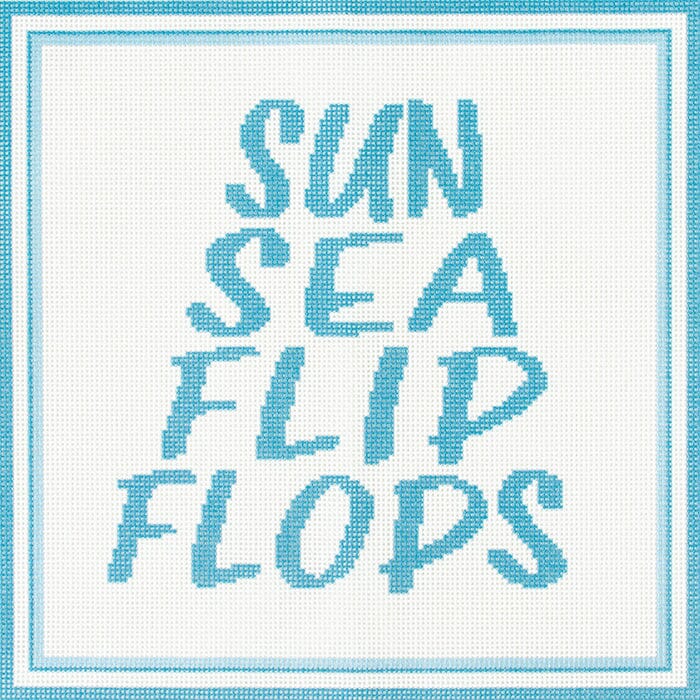 Sun Sea & Flip Flops Canvas Printed Canvas Needlepoint To Go