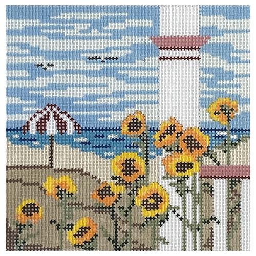 Sunflower Beach Coaster Painted Canvas Needle Crossings - 1