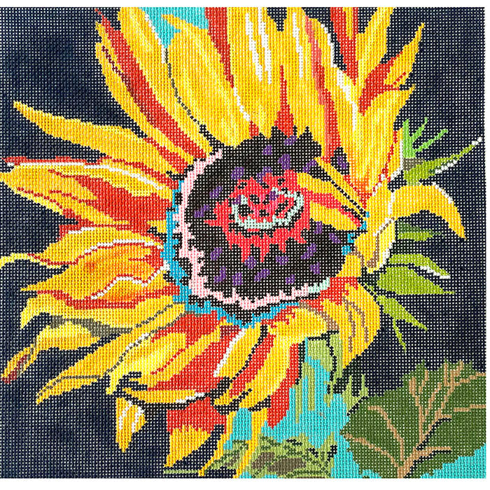 Sunflower on Purple Painted Canvas Patti Mann - 1