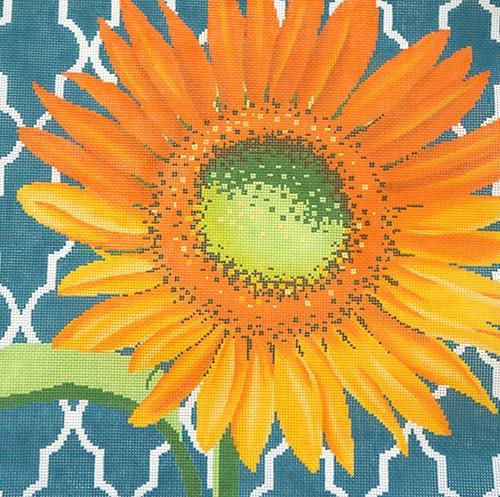 Sunflower on Teal Painted Canvas The Meredith Collection