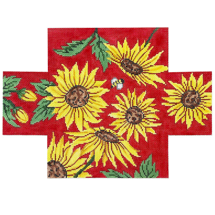 Sunflowers on Red Brick Cover Painted Canvas Patti Mann