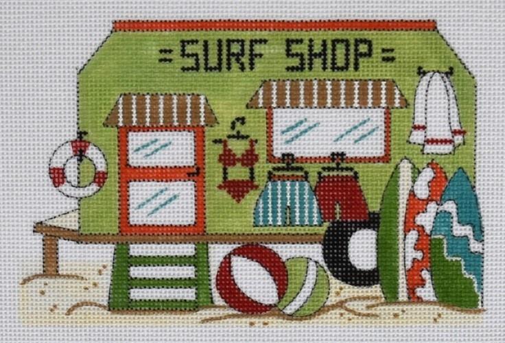 Surf Shop Travel Trailer Painted Canvas Alice Peterson - 1