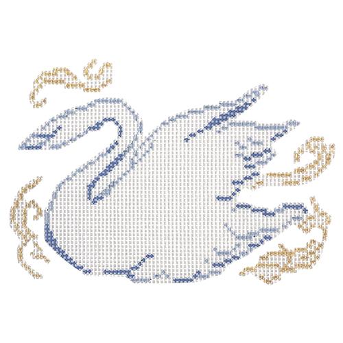 Swanning Around Ornament Painted Canvas The Plum Stitchery - 1
