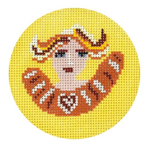 Swedish Angel Orange Painted Canvas Birds of a Feather - 1