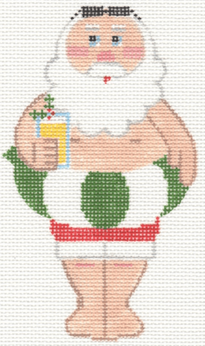 Swimming Santa Painted Canvas Labors of Love Needlepoint - 1