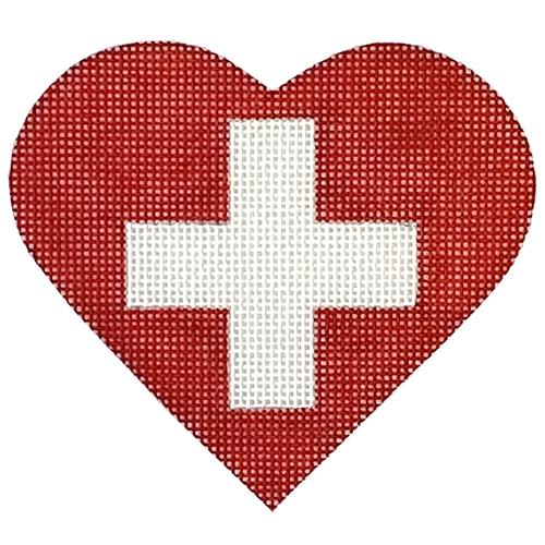 Swiss Flag Heart Painted Canvas Pepperberry Designs