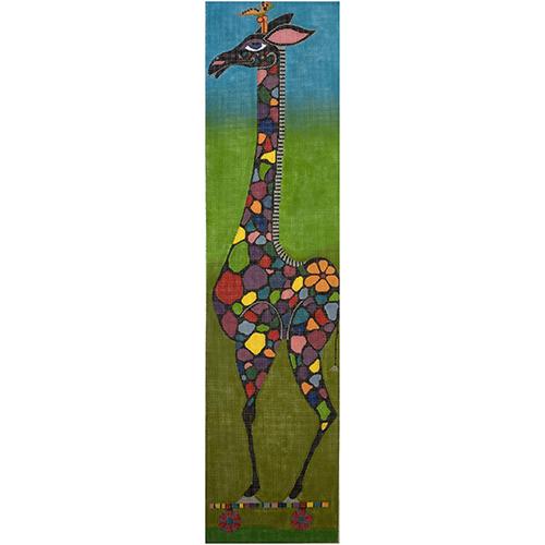 Tall & Long Rainbow Giraffe on 18 Painted Canvas Zecca - 1