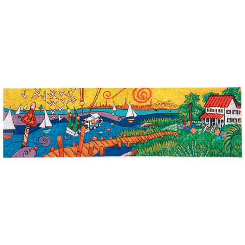 Tate Nation Channel Marker Painted Canvas Purple Palm Designs - 1