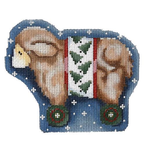 Taupe Sheep on Wheels Painted Canvas Associated Talents - 1