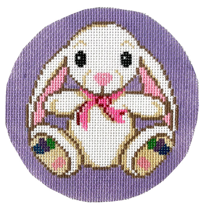 Taylor's Bunny Round Painted Canvas Lauren Bloch Designs - 1