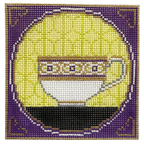 Teacup Purple & Gold Painted Canvas The Point of It All Designs - 1