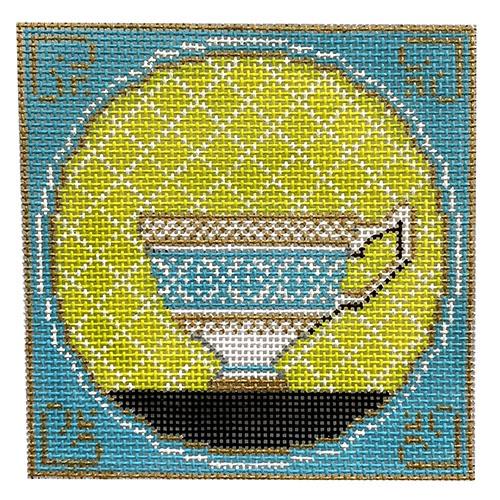 Teacup Turquoise Painted Canvas The Point of It All Designs - 1