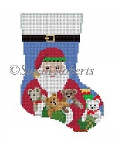 Teddy Santa, Mini Sock Painted Canvas Susan Roberts Needlepoint Designs, Inc. - 1