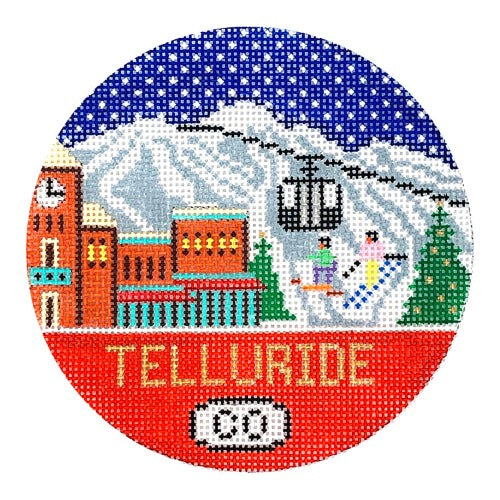 Telluride CO Round Painted Canvas Doolittle Stitchery