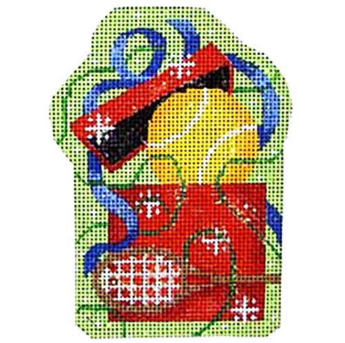 Tennis Ball in Present Ornament Painted Canvas Associated Talents - 1