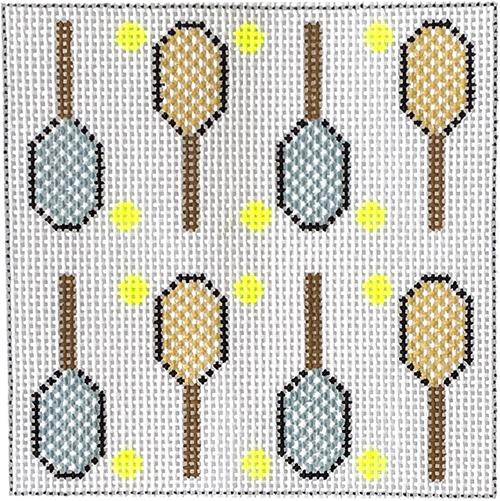 Tennis Rackets Square Painted Canvas Hello Tess - 1