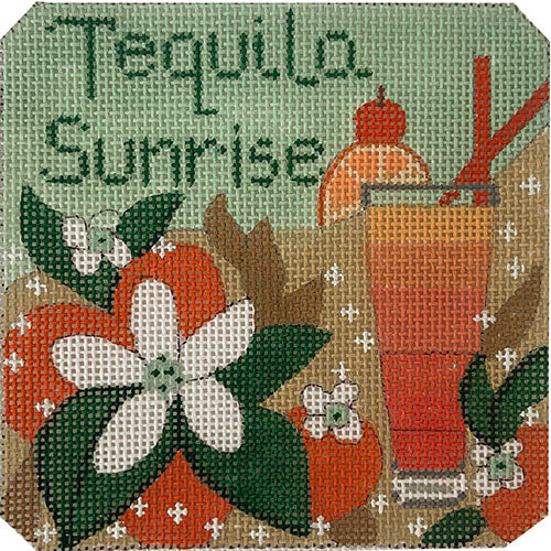 Tequila Sunrise Cocktail Painted Canvas Danji Designs 