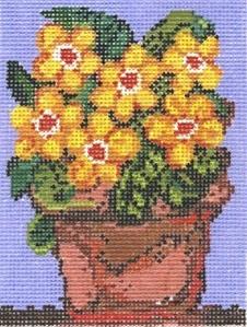 Terra Cotta / Yellow Flowers Painted Canvas Cooper Oaks Design - 1