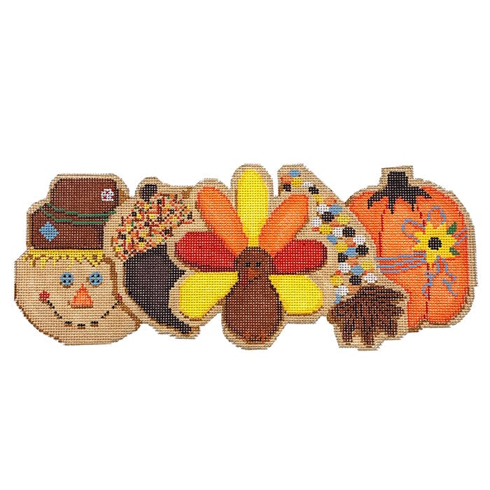 Thanksgiving Cookies Row Painted Canvas Laura Love Designs - 1