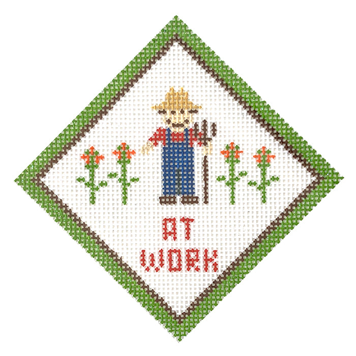 Thanksgiving Ornament Farmers at Work Painted Canvas Kimberly Ann Needlepoint - 1