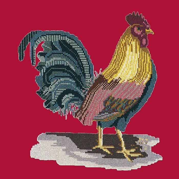 The Cockerel Needlepoint Kit Kits Elizabeth Bradley Design Bright Red 