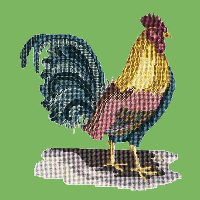 The Cockerel Needlepoint Kit Kits Elizabeth Bradley Design Grass Green 