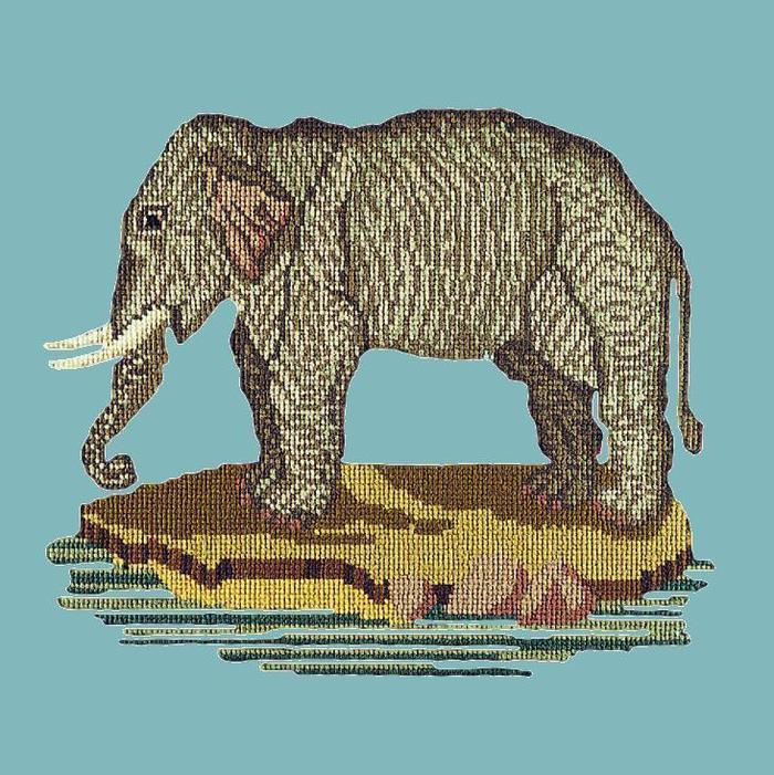 The Elephant Needlepoint Kit Kits Elizabeth Bradley Design Duck Egg Blue 