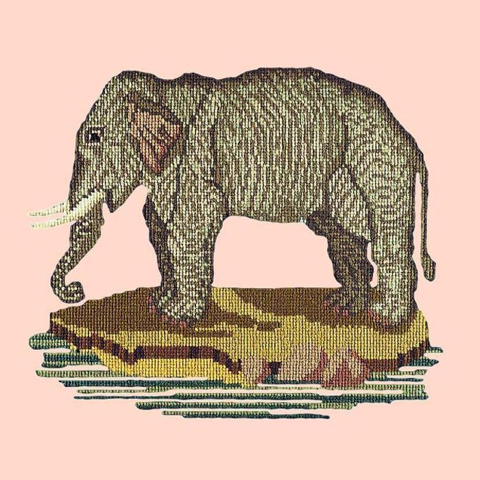 The Elephant Needlepoint Kit Kits Elizabeth Bradley Design Salmon Pink 