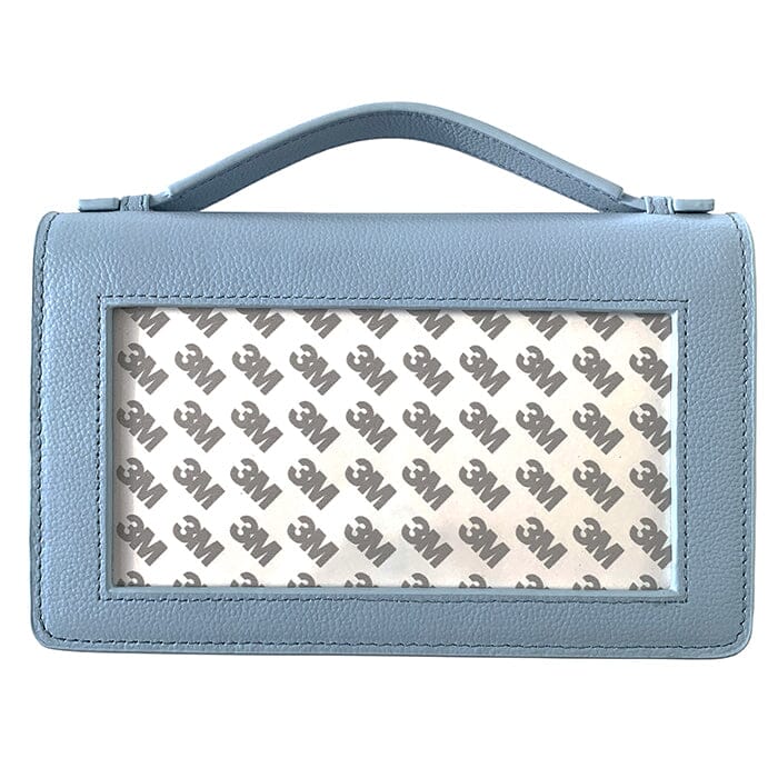 The Everyday Clutch Baby Blue + Silver Chain Leather Goods Rachel Barri Designs