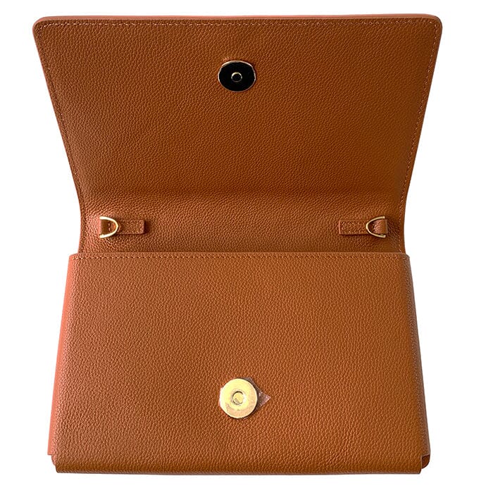 The Everyday Clutch - Cognac + Gold Chain Leather Goods Rachel Barri Designs 