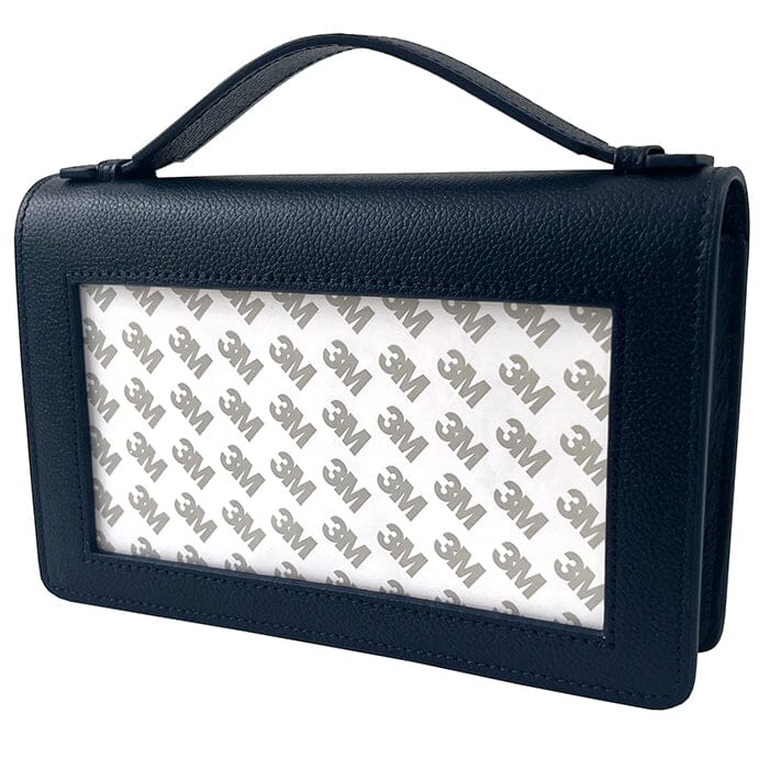 The Everyday Clutch   Navy + Silver Chain Leather Goods Rachel Barri Designs