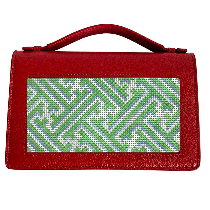 The Everyday Clutch Red w/Silver Chain Leather Goods Rachel Barri Designs