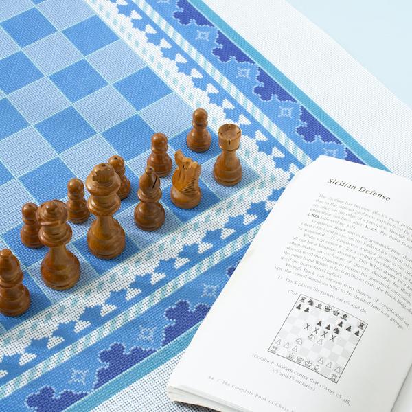 The Gambit Chessboard - Blue Kit Kits Needlepoint To Go 