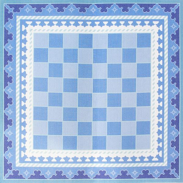 The Gambit Chessboard Blue Printed Canvas Needlepoint To Go