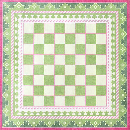 The Gambit Chessboard - Green and Pink Kit Kits Needlepoint To Go 
