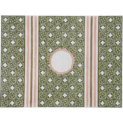 The Kristen (Large) Green & Pink Painted Canvas KCN Designers - 1