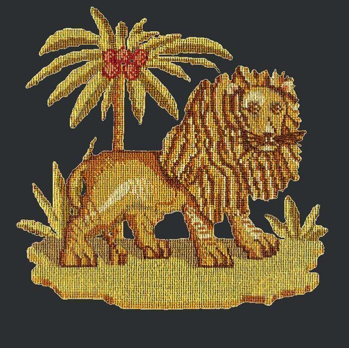 The Lion Needlepoint Kit Kits Elizabeth Bradley Design Black 